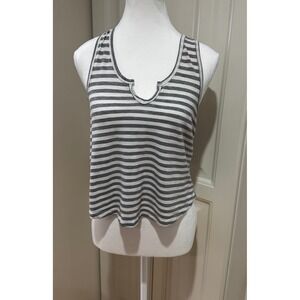 Aerie Striped‎ Cropped Tank Top Gray White Racerback Sleeveless Casual XS Y2K